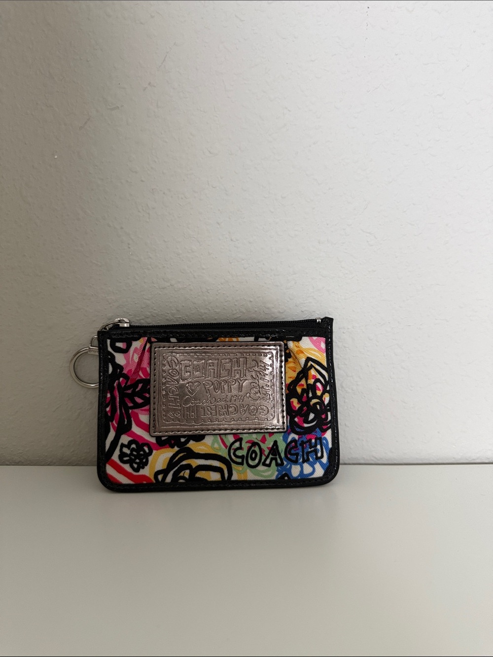 Coach Multicolor Floral Sketch Zip Card Pouch